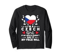 I'm a Czech Girl Czech Face Czech Republic Flag Manga Larga