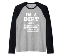 I'm a Dirt and Diamonds Kinda Girl Baseball Mom Sports Fan Camiseta Manga Raglan