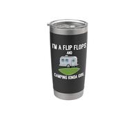 I'm A Flip Flops And Camping Kinda Girl Camper Adventure Vaso térmico de acero inoxidable de doble pared