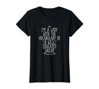 I'm A Lady with The Vocabulary of A Well Educated Sailor Camiseta gráfica económica, Mujer, Negro, XL