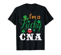 I'm a Lucky CNA Nurse Shamrock Hat St Patricks Day for Nurse Camiseta gráfica económica, Hombre, Negro, S