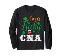 I'm a Lucky CNA Nurse Shamrock Hat St Patricks Day for Nurse Manga Larga