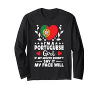 I'm a Portuguese Girl Portuguese Face Portugal Flag Manga Larga