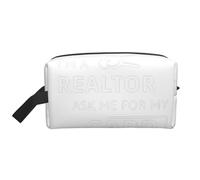 I'm A Realtor Ask Me - Bolsa de viaje con impresión para mujeres y hombres, gran capacidad para cosméticos, accesorios, artículos de tocador, champú y artículos esenciales