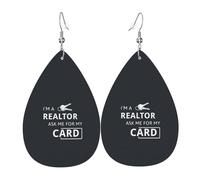 I'M A Realtor Ask Me - Pendientes navideños para mujer, aretes de gota de estrella festiva, joyería colgante elegante para celebraciones, One Size, Cuero