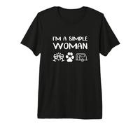 I'm A Simple Woman I Love Camping Wine Dogs Cats Paw Animal Camiseta Premium