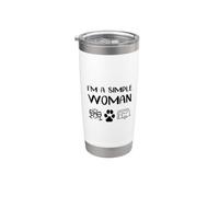 I'm A Simple Woman I Love Camping Wine Dogs Cats Paw Animal Vaso térmico de acero inoxidable de doble pared