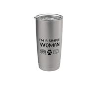 I'm A Simple Woman I Love Camping Wine Dogs Cats Paw Animal Vaso térmico de acero inoxidable de doble pared