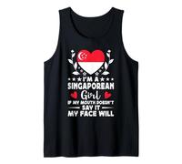 I'm a Singaporean Girl Singaporean Face Singapore Flag Camiseta sin Mangas