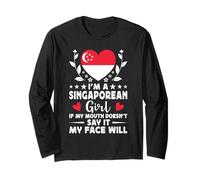 I'm a Singaporean Girl Singaporean Face Singapore Flag Manga Larga