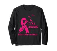 I'm A Survivor Breast Cancer Awareness Cinta rosa para mujer Manga Larga