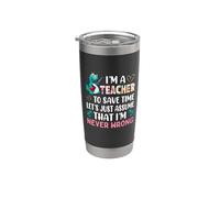 I'm A Teacher To Save Time Dinosaur Funny School Teachers Vaso térmico de acero inoxidable de doble pared