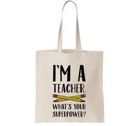 I'm A Teacher, What Your Superpower? Bolsa de lona, natural