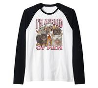 I'm Afraid Of Men Funny Cat Meme Bootleg Gráfico Camiseta Manga Raglan