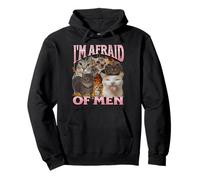 I'm Afraid Of Men Funny Cat Meme Bootleg Gráfico Sudadera con Capucha