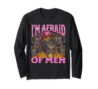 I'm Afraid Of Men Funny Oia Oia Cat Meme Bootleg Gráfico Manga Larga