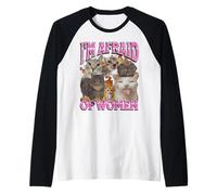 I'm Afraid Of Women Funny Cat Meme Bootleg Gráfico Camiseta Manga Raglan
