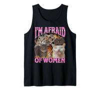 I'm Afraid Of Women Funny Cat Meme Bootleg Gráfico Camiseta sin Mangas