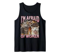 I'm Afraid Of Women Funny Cat Meme Bootleg Gráfico Camiseta sin Mangas