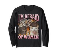 I'm Afraid Of Women Funny Cat Meme Bootleg Gráfico Manga Larga