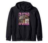 I'm Afraid Of Women Funny Cat Meme Bootleg Gráfico Sudadera con Capucha