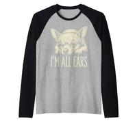 Im All Ears Funny Chihuahua Dog Puppy Cute Lying Down Camiseta Manga Raglan