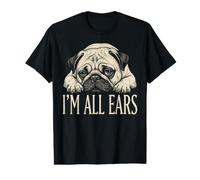 Im All Ears Funny Pug Puppy Lying Down Cute Graphic Camiseta gráfica económica