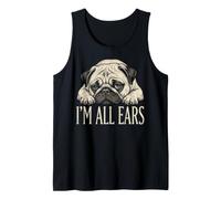 Im All Ears Funny Pug Puppy Lying Down Cute Graphic Camiseta sin Mangas