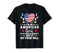 I'm an American Girl American Face America Flag Camiseta