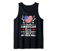 I'm an American Girl American Face America Flag Camiseta sin Mangas