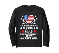 I'm an American Girl American Face America Flag Manga Larga