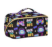 I'm Back to 80's - Bolsas de cosméticos negras con divisores, elegante bolsa de aseo de viaje para colgar, vertical no empotrado