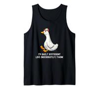 I'm Built Different Funny Duck Meme Goose Wearing Cap Humor Camiseta sin Mangas