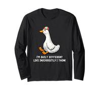 I'm Built Different Funny Duck Meme Goose Wearing Cap Humor Manga Larga