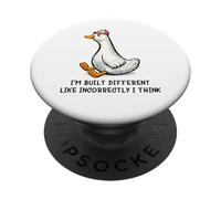 I'm Built Different Funny Duck Meme Goose Wearing Cap Humor PopSockets PopGrip Adhesivo