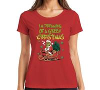 I'm Dreaming of a Green Christmas Weed Grinch Kiffer - Camiseta de Navidad para mujer, rojo, M