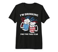 I'm Drinking For Two This Year USA Flag Beer 4th of July Camiseta Premium
