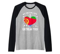 I'm Eritrean Too Cute Eritrea Bandera Corazón Diseño Camiseta Manga Raglan