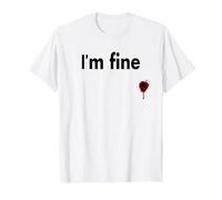 I'm Fine Bloody Funny Horror Halloween Hombres Mujeres Camiseta, Hombre, Blanco, M