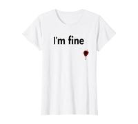 I'm Fine Bloody Funny Horror Halloween Hombres Mujeres Camiseta, Mujer, Blanco, XL