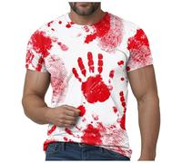 Im Fine Bloody Shirt Halloween Bloody Cloth Cloth Men Scary Halloween Camisetas divertidas de regalo, 5X Grande Scary Movie Shirt Camisetas de película estampadas para hombres I'm Fine T with Blood
