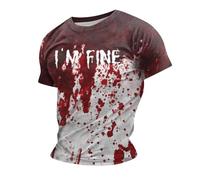 Im Fine Bloody Shirt Halloween Bloody Cloth Scary Halloween T Shirts Blood Stain Scary Movie Graphic Tees Tops Dress Shirt Blood Clothes Gift Splatter Top, 5X Grande para hombres, H-azul, 4XL