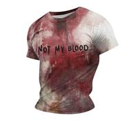Im Fine Bloody Shirt Halloween Bloody Cloth Scary Halloween T Shirts Blood Stain Scary Movie Graphic Tees Tops Dress Shirt Blood Clothes Gift Splatter Top, 5X Grande para hombres, H-rosa, 4XL