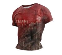 Im Fine Bloody Shirt Halloween Bloody Cloth Scary Halloween T Shirts Blood Stain Scary Movie Graphic Tees Tops Dress Shirt Blood Clothes Gift Splatter Top, 5X Grande para hombres, H-rojo., 4XL