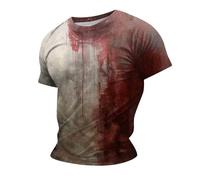 Im Fine Bloody Shirt Halloween Bloody Cloth Scary Halloween T Shirts Blood Stain Scary Movie Graphic Tees Tops Dress Shirt Blood Clothes Gift Splatter Top, 5X Grande para hombres, H-caqui, 4XL