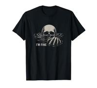 I'm Fine Esqueleto Ahogamiento Cráneo Meme Sarcástico Flotante Camiseta