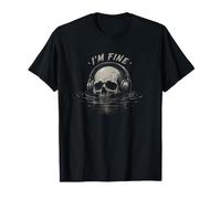 I'm Fine Esqueleto Ahogamiento Cráneo Meme Sarcástico Halloween Camiseta