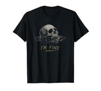 I'm Fine Esqueleto Ahogamiento Cráneo Sarcástico Meme Moody Divertido Camiseta
