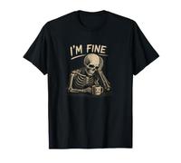 I'm Fine Esqueleto Ahogamiento Cráneo Sarcástico Meme Retro Camiseta