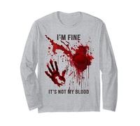I'm Fine It's Not My Blood Camisa sangrienta Sangre manchada Horror Manga Larga